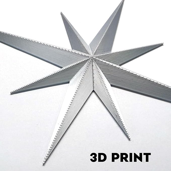 Stylor Mid Century Modern Decor, Mcm Retro 3D Star Art Wall Sculpture, Plastic Starburst Decor, Vintage Celestial Whimsigoth Home Decor Accent. (Set of 6, Silver)