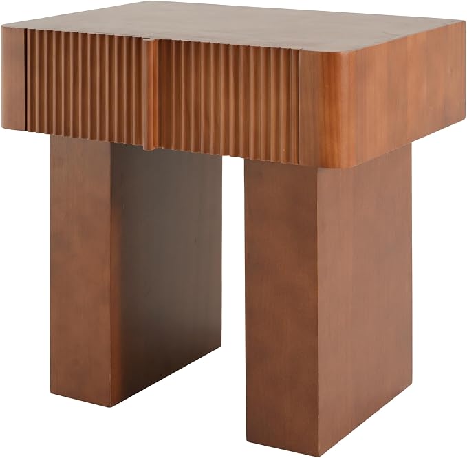 Christopher Knight Home Endes Modern Side Table with Drawer, Living Room Sofa End Table, Small Coffee Table with Storage, Walnut