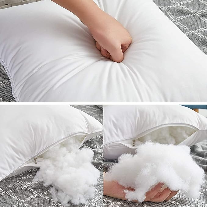 Leeden 14 x 22 Pillow Inserts (Set of 2) - Throw Pillow Inserts with 100% Cotton Cover - Rectangle Interior Sofa Pillow Inserts with Zipper for Sofa, Couch and Home Decor- White