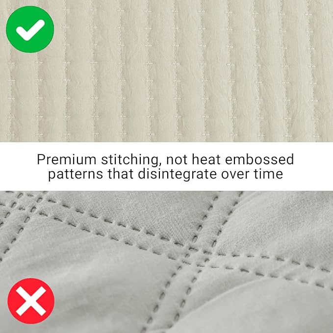 WRENSONGE King Size Quilt-3 Pieces Neutral Lightweight Bedspreads Light Oatmeal King Quilt Bedding Set for All Seasons, Soft Summer Coverlet with 2 Pillow Shams Suitable for Bed, Couch, Quilt Blanket
