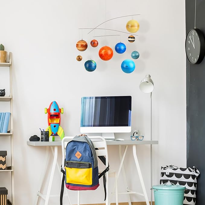Hollowfly 3D Solar System Mobile Hanging Planets Solar System Decor Educational Planets Model Large Space Nursery Decor for Boys Girl Space Themed Gift