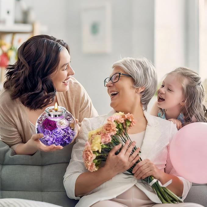 Mothers Day Rose Gifts for Mom Birthday Gift for Women Flowers for Delivery Preserved Flowers Forever Eternal Rose in Glass Dome Mother's Day Flower Gifts for Wife Grandma Sister from Daughter, Purple