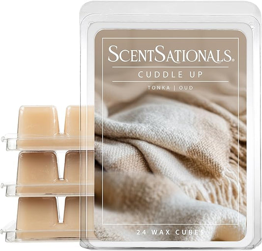 ScentSationals Cuddle Up Scented Wax Melts - Tonka & Oud Scents, 10oz (24 Cubes)