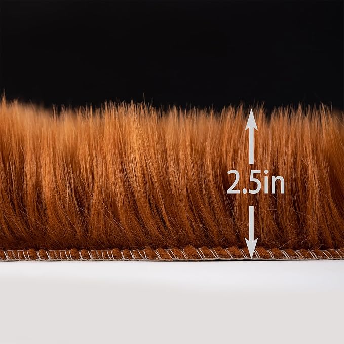 Faux Fur Sheepskin Runner Rug Caramel 2x6 ft Ultra Soft Shaggy Plush Fluffy Fuzzy Area Carpet Decorative Chair Cover Floor Mat for Bedroom Sofa Living Room Bedside