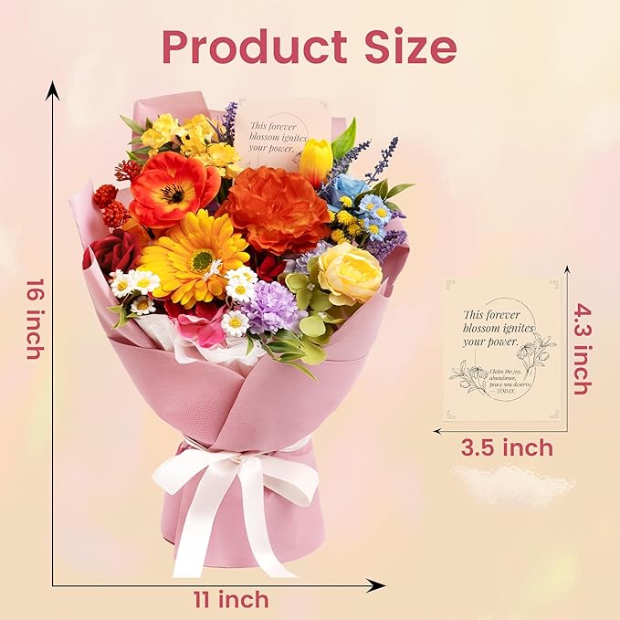 TINGE TIME Preserved Flowers Bouquet, Rainbow Fake Flowers Bouquet, Aritifical Roses Bouquet for Wedding, Table Centerpieces, Valentines, Mothers Day, Birthday Gifts, Anniversary, Engagement