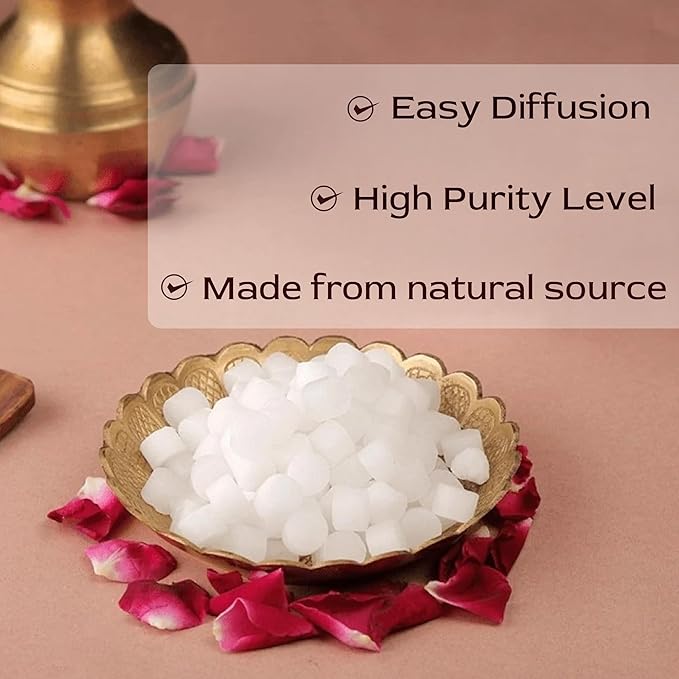 Shubhkart Surabhi 100% Pure Camphor Crystals or Aromatherapy, Incense, Odor Eliminator, Puja (Surabhi Camphor, 100 g)