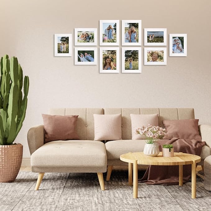PETAFLOP 4x6 Picture Frame Set of 7, White Frames Display 4 by 6 Inch Photo for Wall or Tabletop