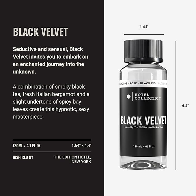 Hotel Collection Diffuser Oil - Black Velvet - Aromatherapy Essential Fragrance Oil - Blonde Woods, Rose, and Black Fig - 120ML 4.1 Fl oz
