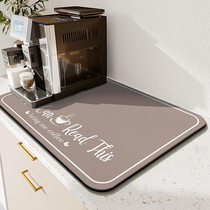 Coffee Bar Mat for Countertops 18inx24in,Absorbent Hide Stain Anti-Slip Cafe Bar Accessories Fit Under Coffee Machine Mat,dish drying mats for kitchen