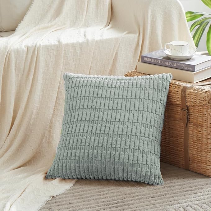 Fancy Homi 4 Packs Decorative Throw Pillow Covers for Living Room Couch Bed, Modern Farmhouse Boho Home Décor Accent Cushion Case, 24" x 24" (Pack of 4), Grey Blue