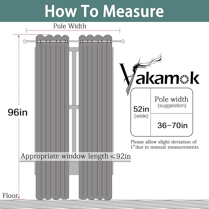 Yakamok Pure White Room Darkening Curtain Panels,Thermal Insulated Curtains, Solid Grommet Top Drapes for Bedroom/Living Room, 52x96 Inch, 2 Panels