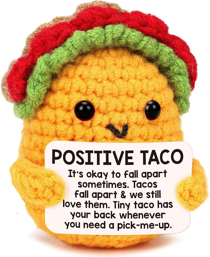 Positive Crochet Taco Birthday Gifts for Women Men Teacher Appreciation Mothers Day Graduation Gift Adult Kids Son Mom Dad Daughter Sister Friend Coworkers Self Care Emotional Inspirational Support
