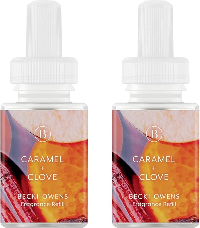 Pura & Becki Owens Home Scent Refill - Smart Home Air Diffuser Fragrance - Long-Lasting Premium Fragrance per Refill - Household Essential - Clean Diffuser Fragrance - 2 Pack, Caramel & Clove