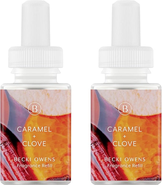 Pura & Becki Owens Home Scent Refill - Smart Home Air Diffuser Fragrance - Long-Lasting Premium Fragrance per Refill - Household Essential - Clean Diffuser Fragrance - 2 Pack, Caramel & Clove