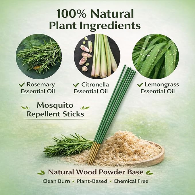 Mosquito Repellent Outdoor Patio, 120 PCS Citronella Incense Sticks Outdoor, Natural Citronella Mosquito Repellent, DEET-Free Citronella Incense for Yard, Backyard, Camping, Flying Insect Control