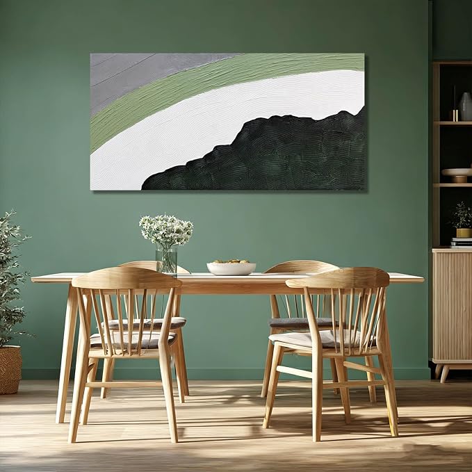 GAIDUOMAI Green Wall Decor Minimalist Wall Art Abstract Art Wall Decor White Painting on Canvas Line Art for Bedroom Dining Room Home 24x48 Inch Ready to Hang