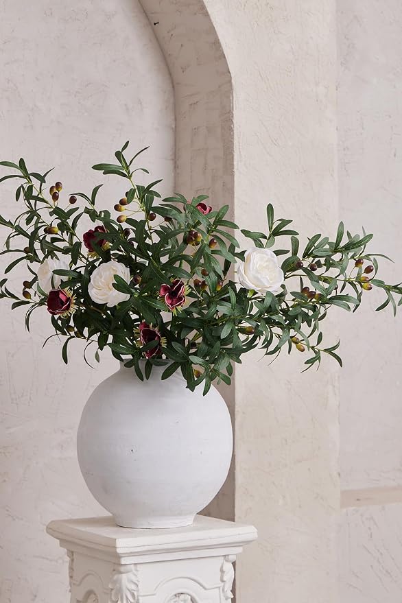 MISSPIN Artificial Flowers with Greenery Stems Faux Plants Indoor Branches for Tall Vase Ultra-Realistic, 12 Pcs Wedding Centerpieces, Home Decor & DIY Bouquets