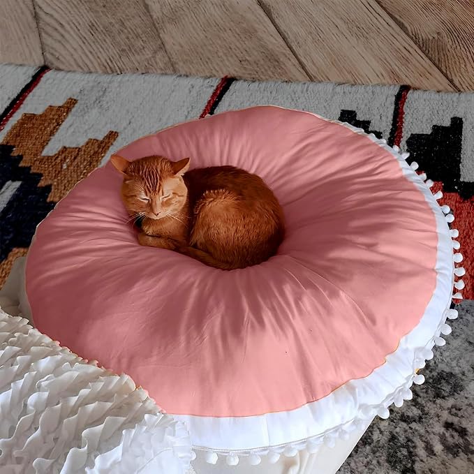 Large Floor Pillow Kids Round Floor Cushion Seating Pink | 35 inch Big Circle Pillow, Round Pillows Seating for Children, Oversized Mat for Reading Nook Teepee Playroom Canopy
