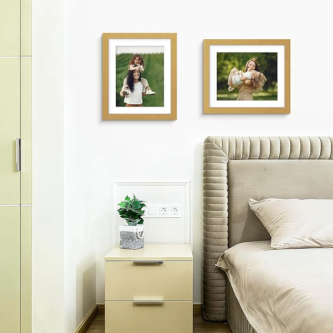 Picrit 10x12 Picture Frame Set of 12, Display 8x10 with Mat or 10x12 Without Mat, Photo Frames for Wall Mounting or Table Top Display, Gold