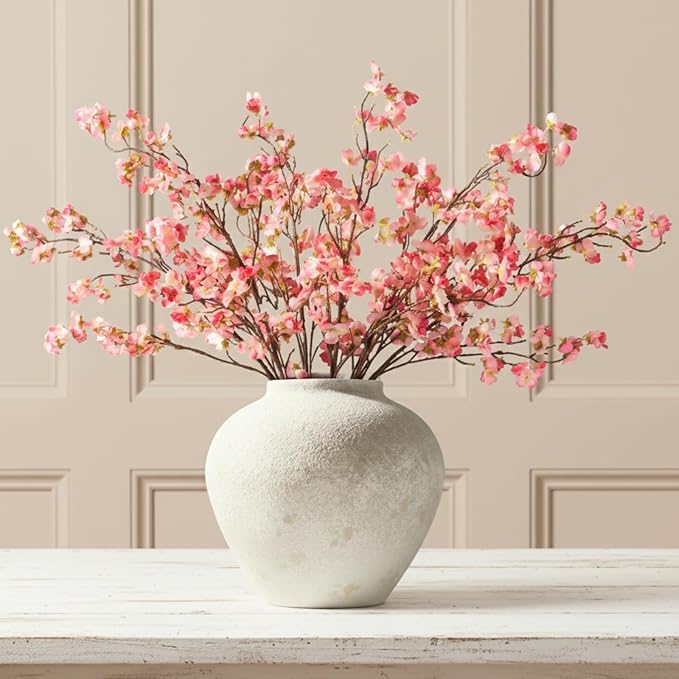 Pink Cherry Blossom Branches – 6 Pcs 33.5" Long Stem Artificial Flowers for Tall Vase, Faux Silk Spring Decorations for Home, Realistic Fake Pink Flowers for Bedroom & Wedding Centerpiece Decor