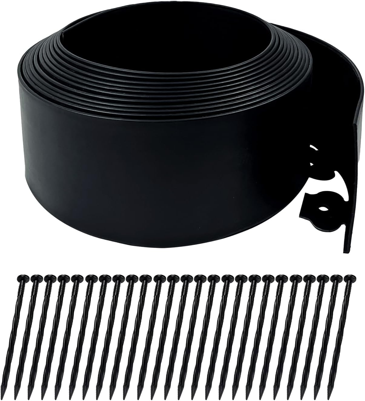 Hugeleaf 26 Feet Landscape Edging with 25pcs Spikes 4.5 Inch Tall Garden Edging for Landscaping, Garden, Flower Beds, Lawn (Black)
