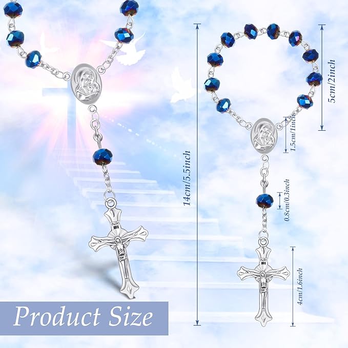Sureio 50 Sets Baptism Favors Rosary Set Including Mini Rosary Beads Baptism Favors Organza Bags for Baby Shower Wedding Supplies Gifts for Christening Weddings First Communion Easter Gift