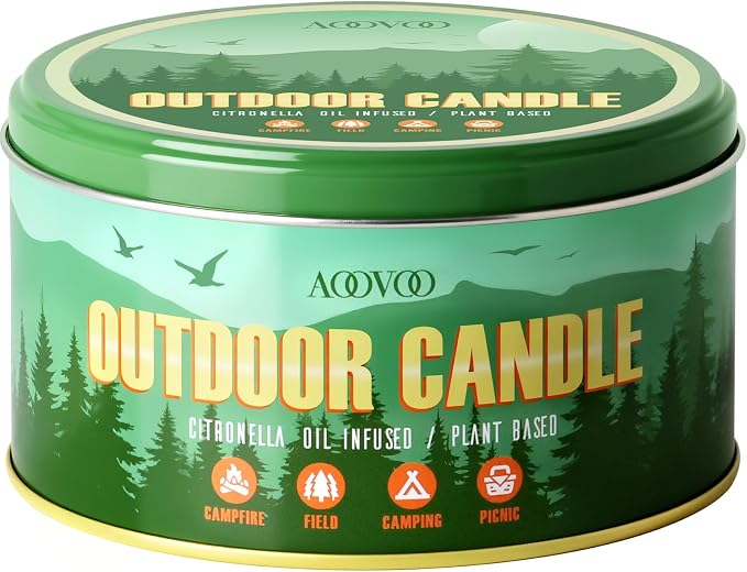 AOOVOO Citronella Candles Outdoor - 3 Wick 12oz Large Camping Candle, Soy Wax Non Toxic, Strong Citronella Scented Candle for Patio Backyard Garden Picnic