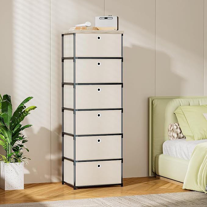 LUKYTOWER Fabric Storage Drawers Dresser and Chest of Drawers, Small Dresser with Drawers Unit, Sturdy Fabric Storage Bin Organizer for Closet