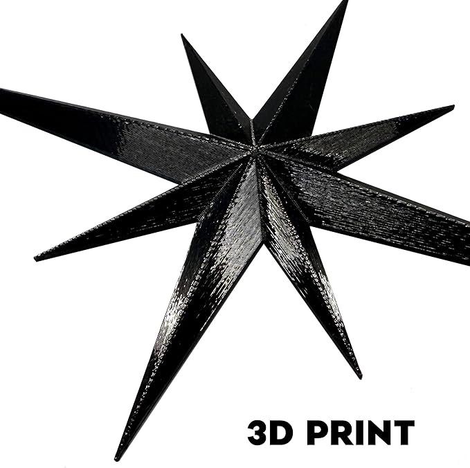 Stylor Mid Century Modern Decor, Mcm Retro 3D Star Art Wall Sculpture, Plastic Starburst Decor, Vintage Celestial Whimsigoth Home Decor Accent. (Set of 6, Black)
