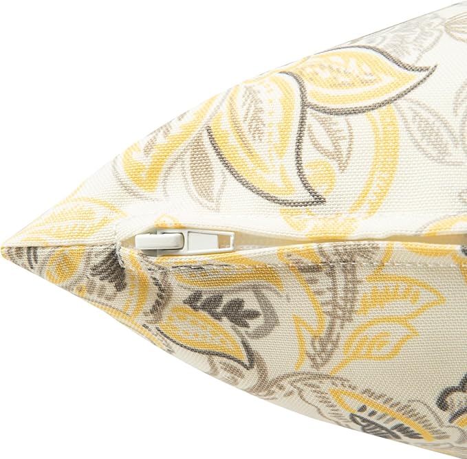 FUNHOME Waterproof Outdoor Throw Pillow Covers Set of 2,Home Decor for Garden Patio Furniture,Couch,Sofa 18 x18 Inch Decorative Pillows Cover Only,NO Insert(Yellow Flower)