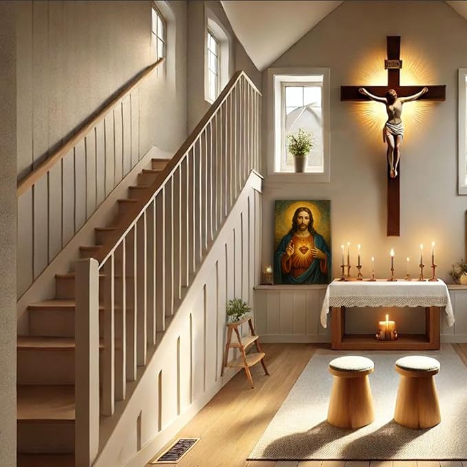 Eysintum Sacred Heart of Jesus Wall Art Christian Canvas Print Religious Home Decor Catholic Picture for Bedroom Living Room Prayer Room Ready to Hang 12x16in