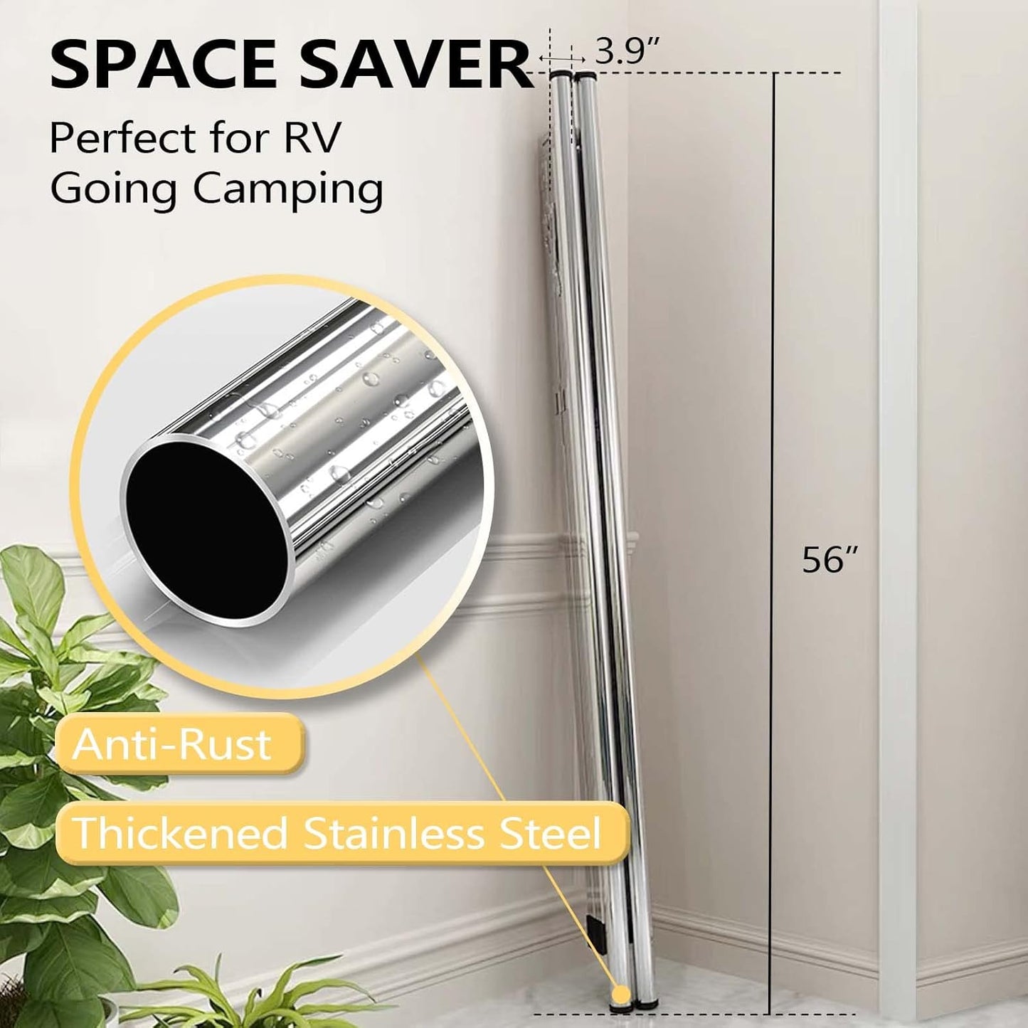 URYAN 63 Inches Clothes Drying Rack, Heavy Duty Stainless Steel Laundry Drying Rack Folding Indoor Outdoor, Portable Drying Rack Clothing, Free-Standing Laundry Stand with 20 Windproof Hooks