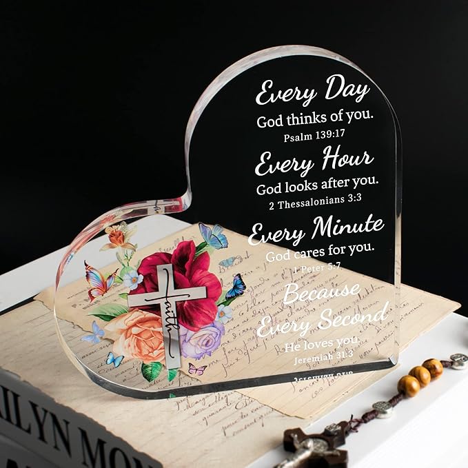 Christian Gifts for Women Birthday, Inspirational Gifts for Women Friends, Acrylic Bible Verse Decor, Valentines Religious Gifts for Mom, Sister, Scripture Dorm Room Decoration