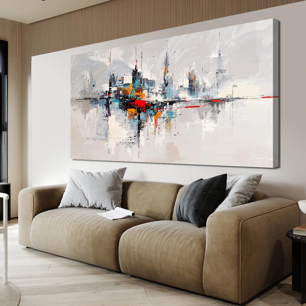 Large Abstract Wall Art Decor Wall Art Pictures for Living Room Abstract Canvas Art Wall Decor Modern Colorful Wall Art Prints Contemporary City Wall Art Decorations Bedroom Office Home Decor 24" X 48"