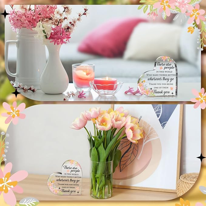 Yinder Thank You Gifts for Women Appreciation Gifts for Coworker Employee Nurse Teacher Leader Boss Inspirational Quotes Acrylic Desk Decor for Home Office Farewell Retirement