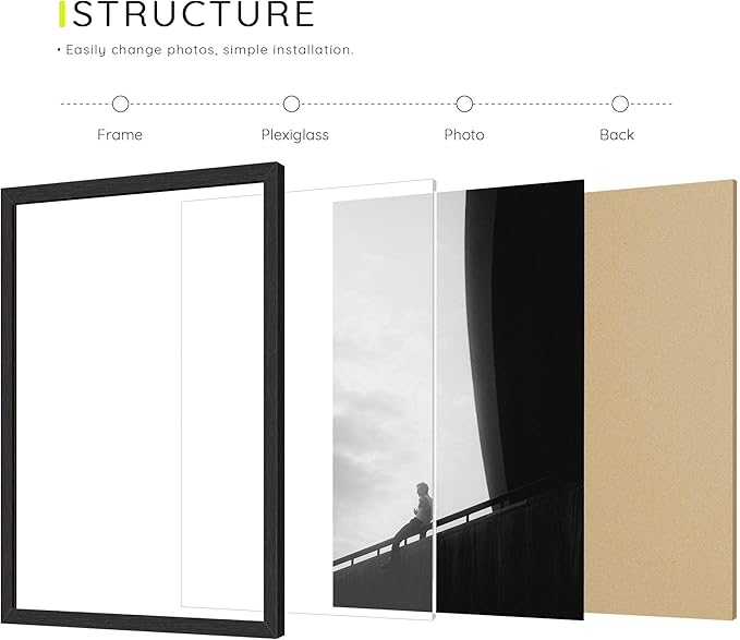 Picrit 8x10 Picture Frame Set of 12, Wall Gallery 8 x 10 Photo Frames without Mat, Multi Photo Display for Home Decor, Black