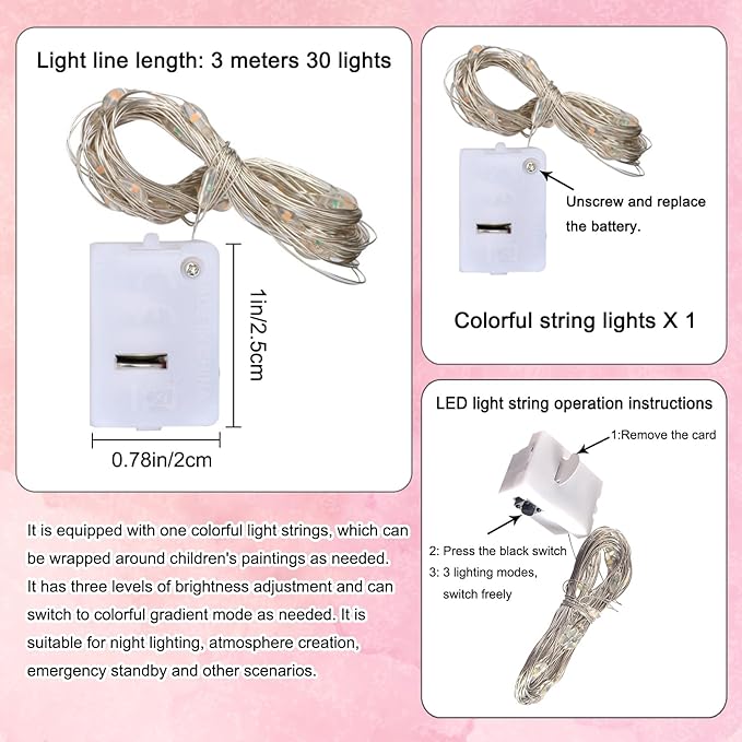Vintage Classic Butterfly Sign Nursery Wall Decor Set of 8 with LED Lights, 11.4x2 Pink Cute Plaque Wall Art for Baby Girl Kid Teen Toddlers, 8 PCS Positive Wooden Quote Gift for kawaii Fairy Room