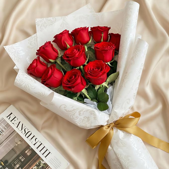 Lifewit Classic Red Artificial Roses Flowers, Faux Long Stem Silk Roses Bulky for DIY Wedding Bouquets Decoration, Centerpieces Arrangements, Velentine,10 Pcs