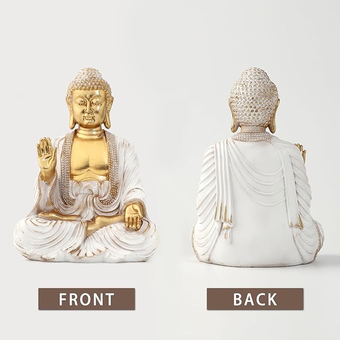 Buddha Statue Gold 9.8",Buddha Statues for Zen Decor Spiritual Relaxation,Meditation or Shrine- Decor -Buda– Indoor Buddha Gift for Living Room Table Office Home Decor