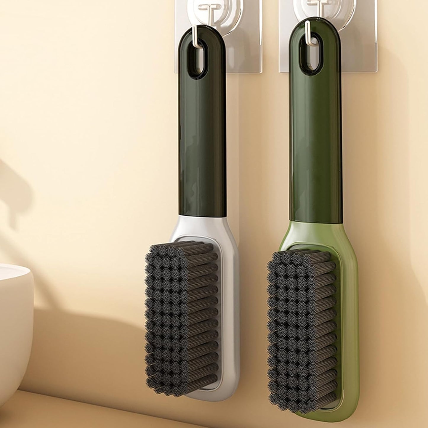 Laundry Stain Brush Household Scrub Brush Laundry Brush for Stain Removal,Soft Bristle Brush 2 Pack Stain Brush for Clothes Scrubbing Bathroom Cleaning Brush,Easy to Hold (Green)