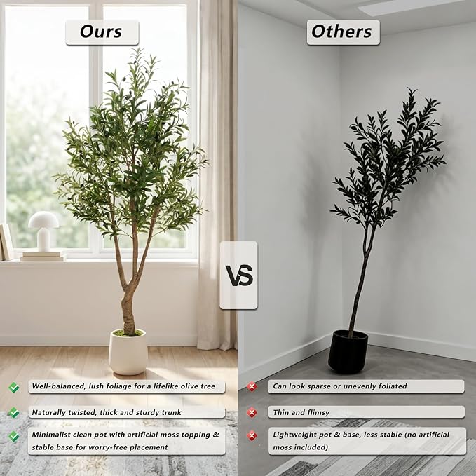 LYLYFAN Olive Tree Artificial Indoor 7FT Faux Olive Tree with White Tall Planter, Fake Olive Tree with Realistic Branches and Lifelike Fruits for Home Office Decor
