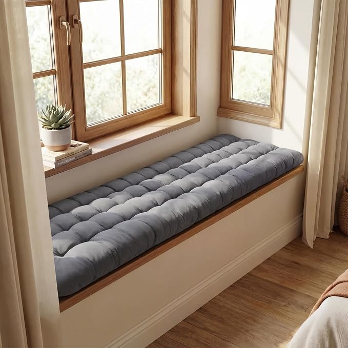 Wenqik Long Floor Cushion Large Floor Cushion with Brushed Cotton 74.8 x 27.5 x 3.15 in Jumbo Lounger Pillow for Outdoor Indoor Bay Window Meditation Yoga Reading Sleeping(Dark Gray)