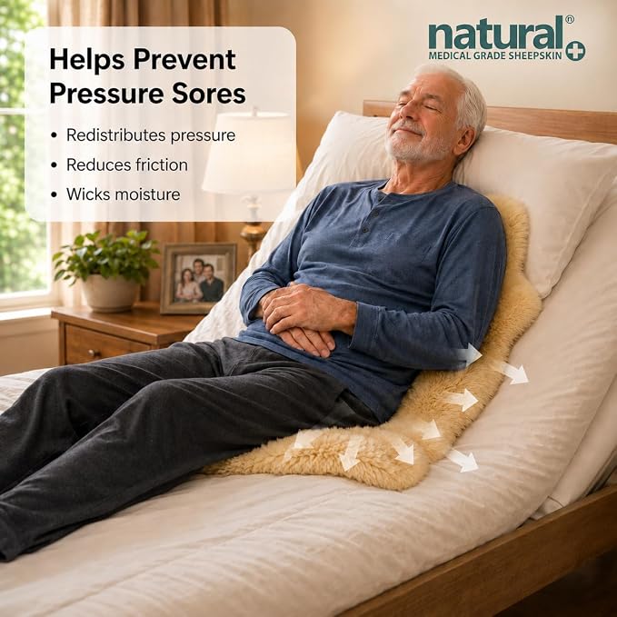 Natural Sheepskin for Bed Sores and Skin Irritation | Hastings 100% Real Medical Sheepskins with Non-Slip Back for Pain Relief and Discomfort, Wool Seat Pad, Natural, 2 ft x 3 ft.