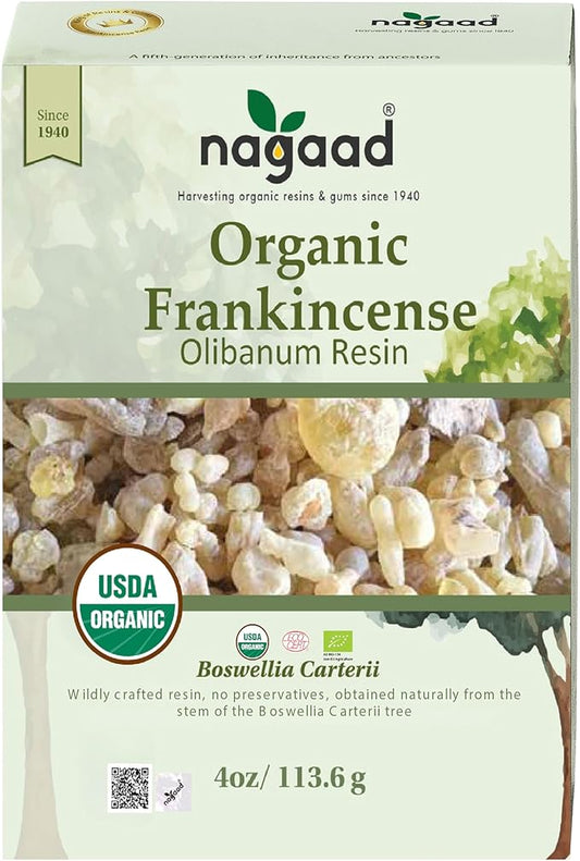 Organic Frankincense Resin (Boswellia Carterii), 4 oz – USDA Certified Chruch Incense, Premium Grade, 100% Pure & Wild-Harvested Luban Frankincense for Aromatherapy, Meditation & Air Purification
