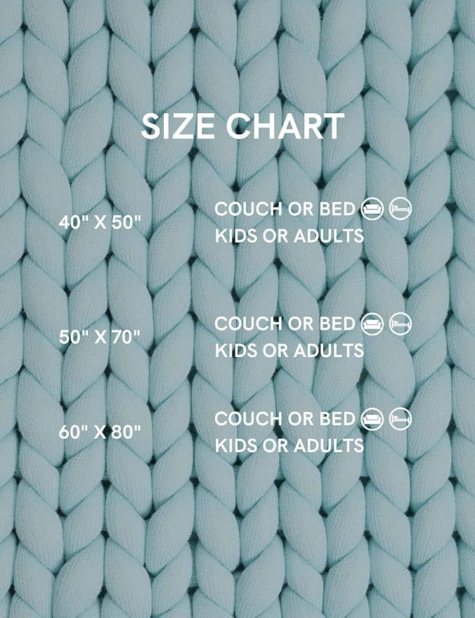 YnM Chunky Throw Blanket, Medium-Weight, Hand Knitted, Skin Friendly, Ventilated and Breathable, Machine Washable, Home Décor Piece for Couch, Sofa and Bed (Aqua Blue, 50x70 Inch)