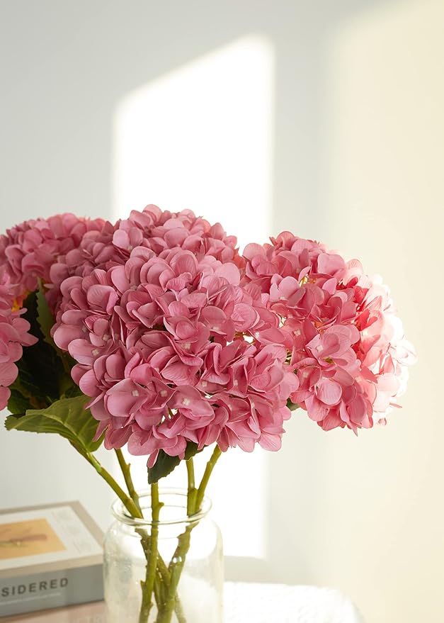 PARTY JOY 12PCS 15.4In Artificial Hydrangea Silk Flowers Bouquet Faux Hydrangea Stems for Wedding Centerpieces Home Decor