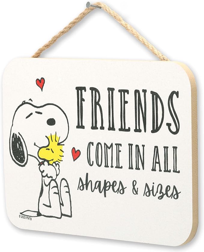 Peanuts Snoopy Friends Come In All Shapes and Sizes Hanging Wood Wall Decor - Adorable Snoopy Sign for Home or Classroom