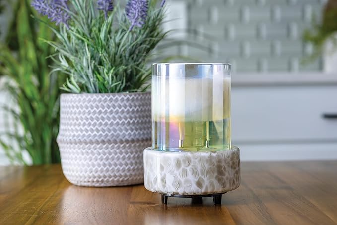 Candle Warmers ETC 2-in-1 Candle and Fragrance Warmer for Warming Scented Candles or Wax Melts and Tarts with to Freshen Room, Swirl Glass