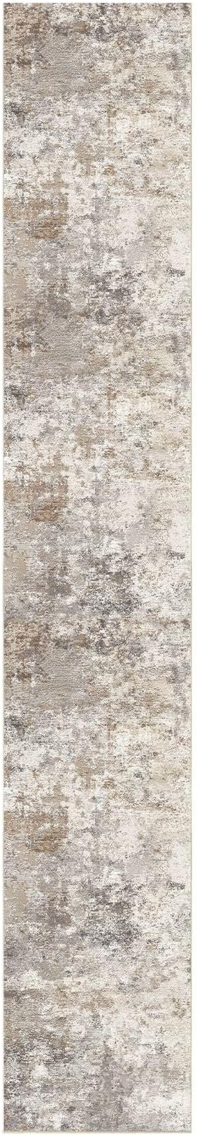 UERMEI 3X20 Washable Runner Rug for Hallway: Soft Neutral Modern Abstract Area Rug - Non-Slip Low Pile Long Throw Indoor Carpet for Kitchen Entryway Kitchen Bedroom Laundry - Brown Grey