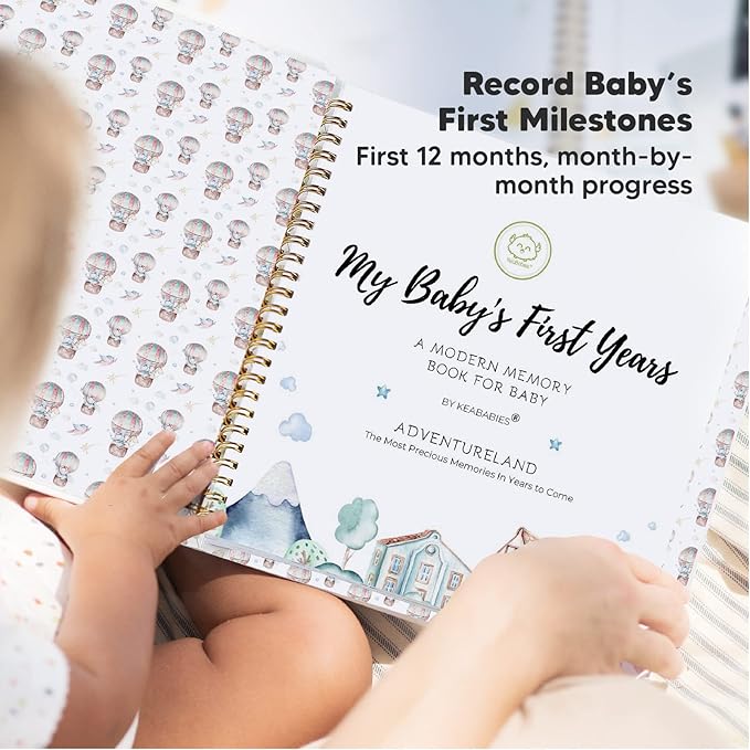 KeaBabies Baby Hand and Footprint Kit and First 5 Years Baby Memory Book Journal - Baby Footprint Kit, 90 Pages Hardcover First Year Keepsake Milestone Baby Book, Newborn Keepsake Frame